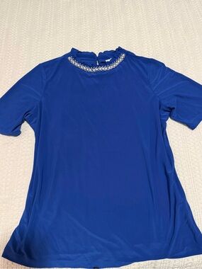 Royal Blue Short Sleeve Jewel-Trim Tee